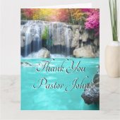 Blue Green Waterfall Sunrise Pastor Wertschätzung Dankeskarte (Vorderseite)
