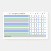 Blue Green Weekly Responsibility Chore Chart Post-it Klebezettel (Vorderseite)