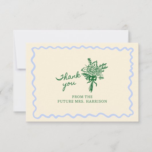 Blue Green Whimsical Handschriftlich Dankeskarte (Vorderseite)