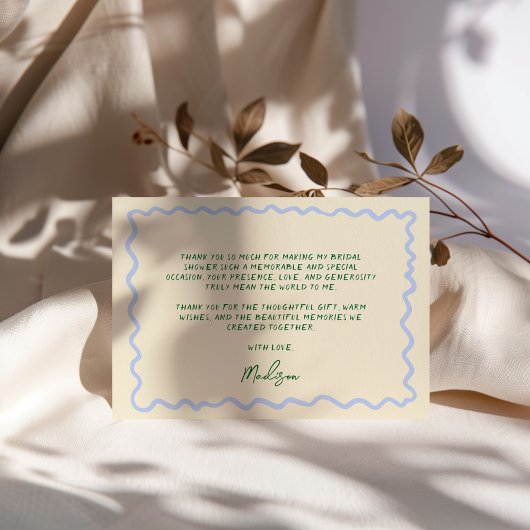 Blue Green Whimsical Handschriftlich Dankeskarte