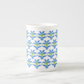 Blue Green White Art Nouveau Pattern China Tasse (Vorderseite)