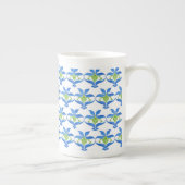 Blue Green White Art Nouveau Pattern China Tasse (Rechts)