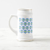 Blue Green White Art Nouveau Pattern Stein Bierglas (Links)