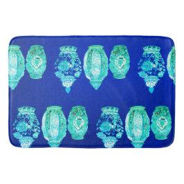 Blue Green White Elegant Monogrammed Ginger Jar  Badematte