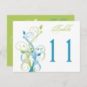 Blue Green White Floral Tischnummer Postcard (Vorne/Hinten)
