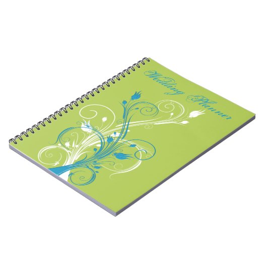Blue Green White Floral Wedding Planner Notebook Notizblock (Linke Seite)