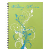 Blue Green White Floral Wedding Planner Notebook Notizblock (Vorderseite)