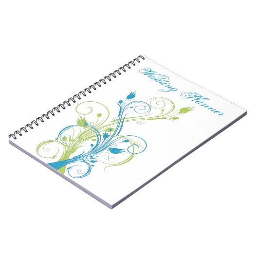 Blue Green White Floral Wedding Planner Notebook Notizblock (Linke Seite)