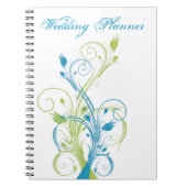 Blue Green White Floral Wedding Planner Notebook Notizblock (Vorderseite)