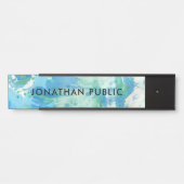 Blue Green White Modern Abstrakt Art Trendy Türschild (Vorderseite )