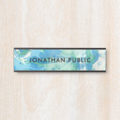 Blue Green White Modern Abstrakt Art Trendy Türschild (Vorderseite )
