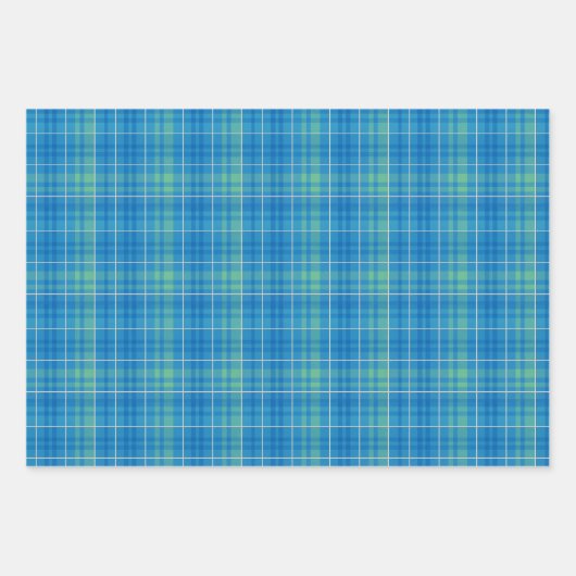Blue, Green & White Plaid Geschenkpapier Set (Vorderseite 3)