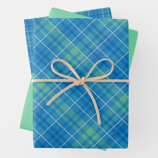 Blue, Green & White Plaid Geschenkpapier Set (Beispiel)
