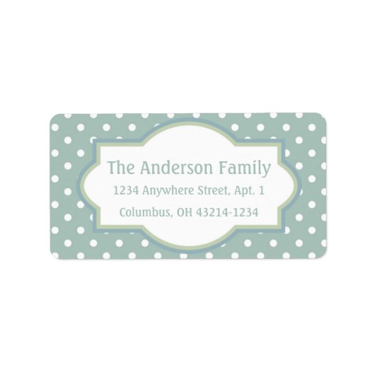 Blue Green & White Polka Dot Rücksendeadressen-Auf Adressaufkleber (Vorne)