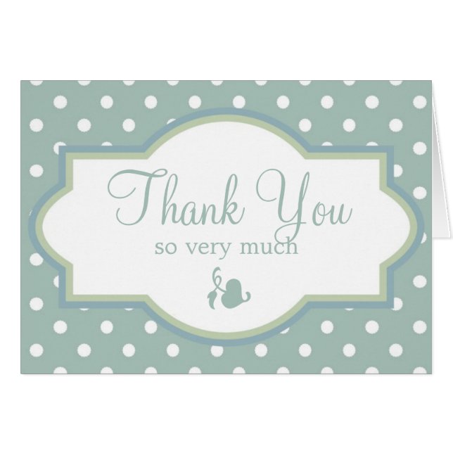 Blue Green & White Polka Dot Vielen Dank Karten (Vorderseite (Horizontal))