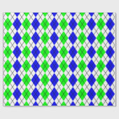 Blue Green White Raute Diamond Design Geschenkpapier (Flach)
