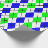 Blue Green White Raute Diamond Design Geschenkpapier (Ecke)