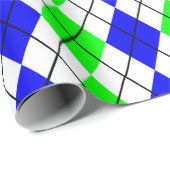 Blue Green White Raute Diamond Design Geschenkpapier (Rolleneckpunkt)