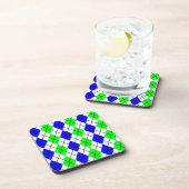 Blue Green White Raute Diamond Design Getränkeuntersetzer (Rechte Seite)
