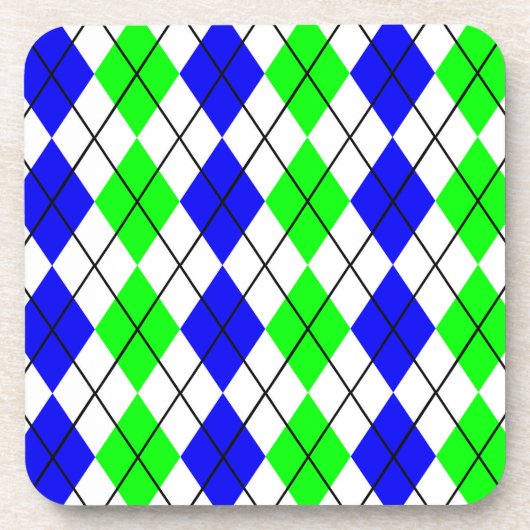 Blue Green White Raute Diamond Design Getränkeuntersetzer (Vorderseite)
