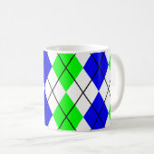 Blue Green White Raute Diamond Design Kaffeetasse (VorderseiteRechts)