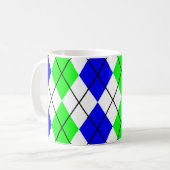 Blue Green White Raute Diamond Design Kaffeetasse (Vorderseite Links)