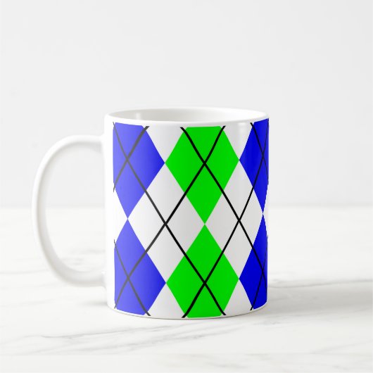 Blue Green White Raute Diamond Design Kaffeetasse (Links)