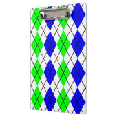 Blue Green White Raute Diamond Design Klemmbrett (Links)