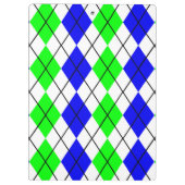 Blue Green White Raute Diamond Design Klemmbrett (Rückseite)