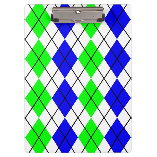 Blue Green White Raute Diamond Design Klemmbrett (Vorderseite)