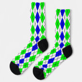 Blue Green White Raute Diamond Design Socken (Linkes Detail)