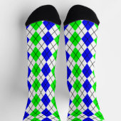 Blue Green White Raute Diamond Design Socken (Oben)