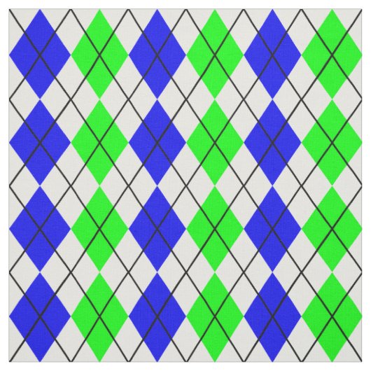 Blue Green White Raute Diamond Design Stoff (Muster)