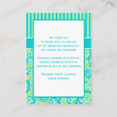 Blue Green White Strip Damask Einsteckkarte Begleitkarte (Rückseite)