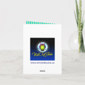 Blue Green White Stripe Damask Danke Karte (Rückseite)