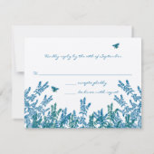 Blue Green Wild Blume Bee Wedding RSVP #3 Karte (Rückseite)