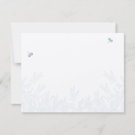 Blue Green Wild Blume Bee Wedding RSVP Dankeskarte (Rückseite)