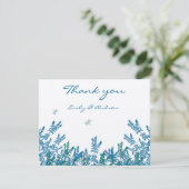 Blue Green Wild Blume Bee Wedding RSVP Dankeskarte (Stehend Vorderseite)