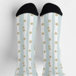 Blue Green with Gold Glitter Design Socken