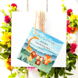 Blue Green Woodland Animals Birthday Gefallen Tags Geschenkanhänger