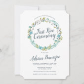 Blue Green Wreath First Rice Zeremonie Einladung (Vorderseite)