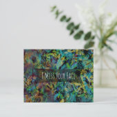 Blue Green Yellow Digital Art "I Miss Your Face" Postkarte (Stehend Vorderseite)