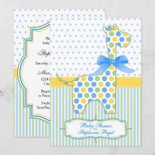 Blue Green Yellow Giraffe Baby Dusche Einladung