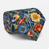 Blue Green Yellow Red Blume William Morris Sty Krawatte (Gerollt)
