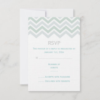 Blue & Green Zickzack Wedding RSVP Card