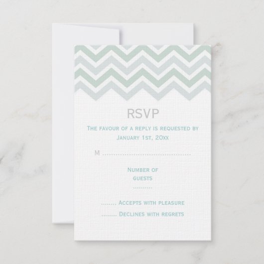 Blue & Green Zickzack Wedding RSVP Card (Vorderseite)