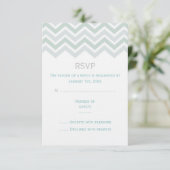 Blue & Green Zickzack Wedding RSVP Card (Stehend Vorderseite)