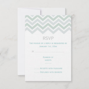 Blue & Green Zickzack Wedding RSVP Card Karte