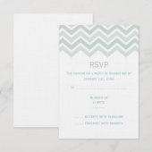 Blue & Green Zickzack Wedding RSVP Card Karte (Vorne/Hinten)