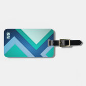 Blue Green Zig Zag Streifen Gepäckanhänger (Vorderseite horizontal)